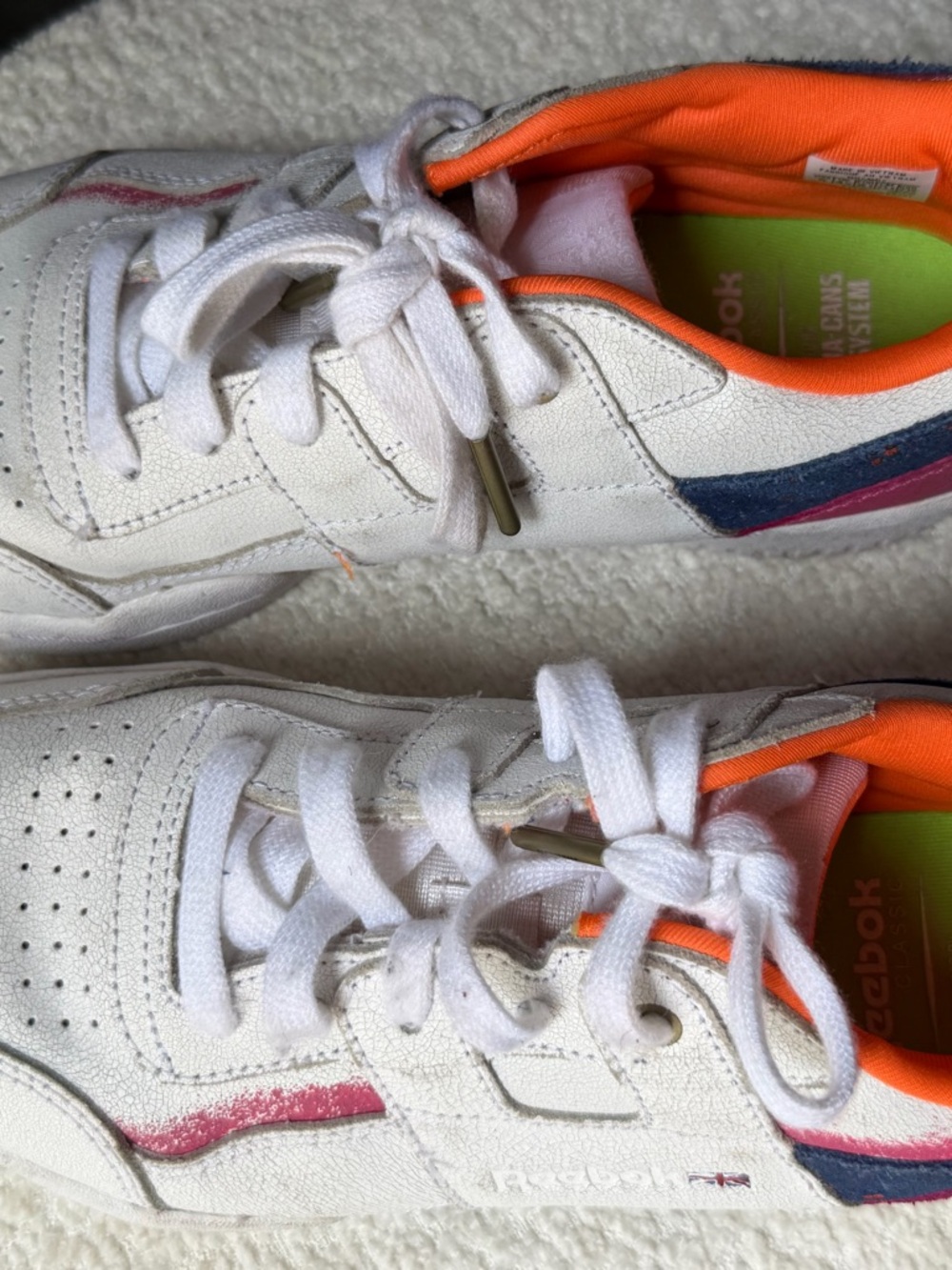 Reebok Kids White Orange Pink Navy Accent Sneakers - Picture 4 of 6